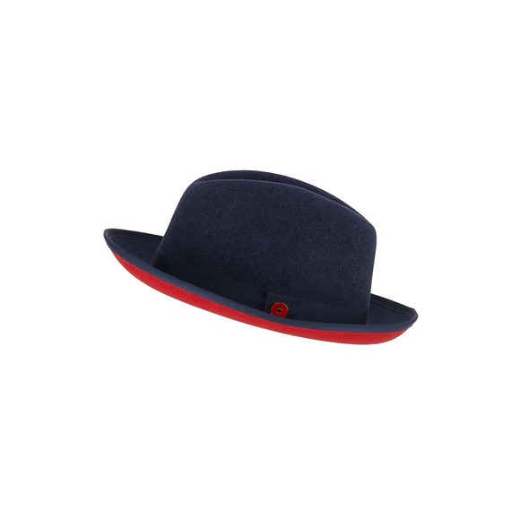 Keith James King Wool Fedora Hat Men's Large Navy Red Quiet Luxury - Picture 11 of 11